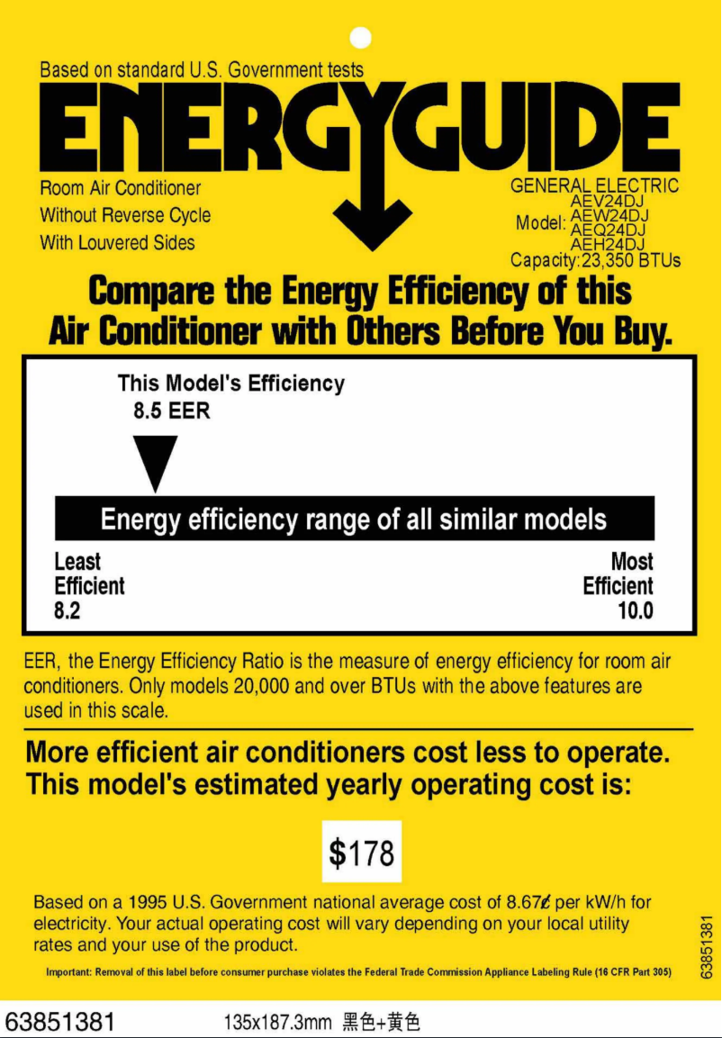 Página 1 del manual Etiqueta energética GE AEW24DJ