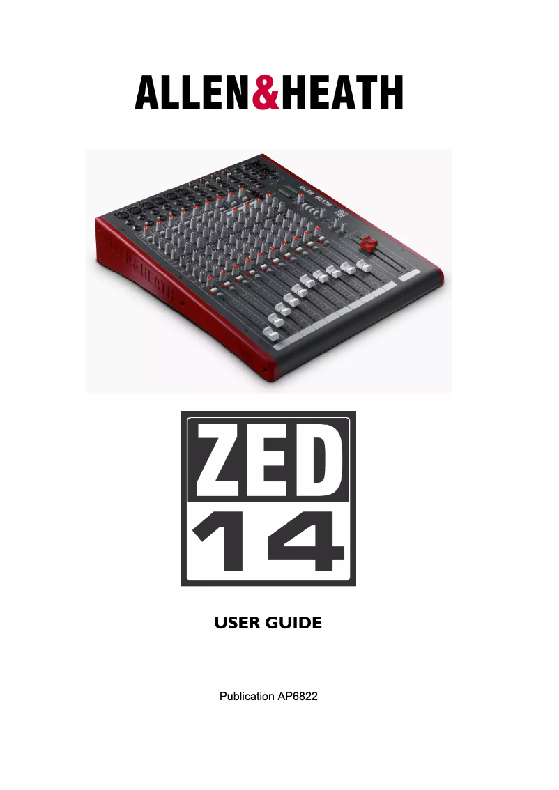 Page n°1 - Manuel utilisateur Allen & Heath ZED-14 Bundle