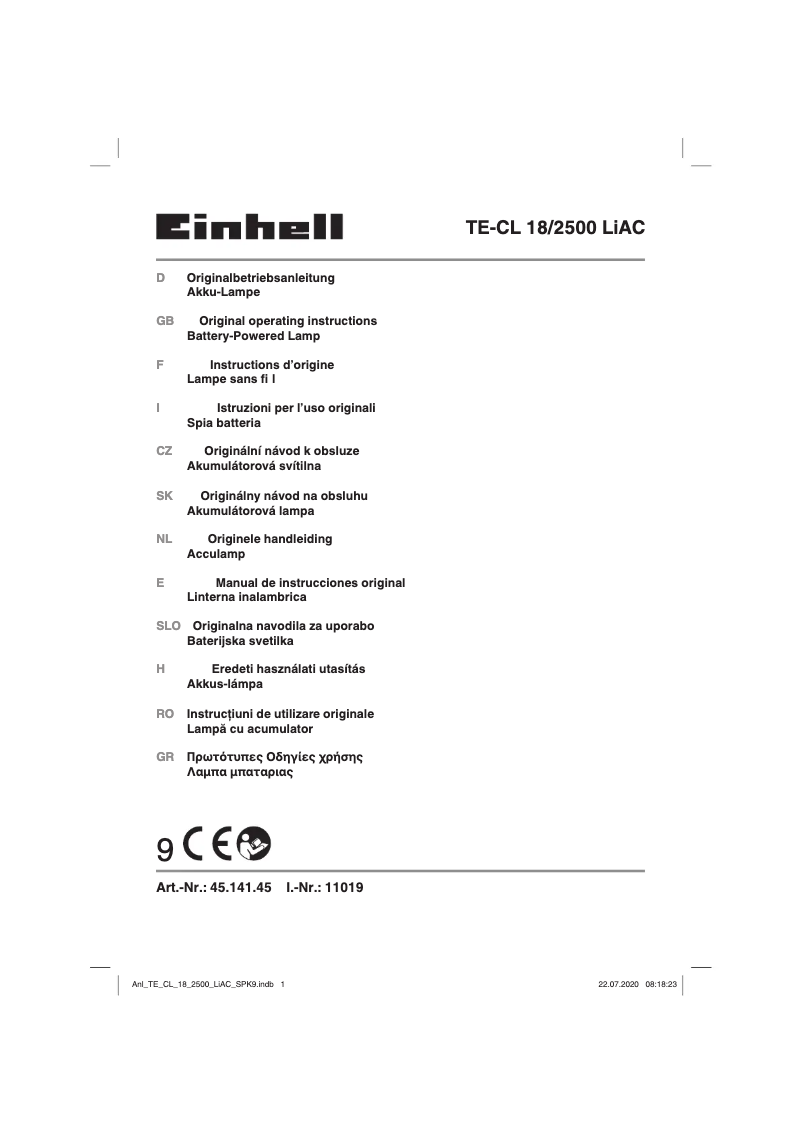 Image de la première page du manuel de l'appareil TE-CL 18/2500 LiAC