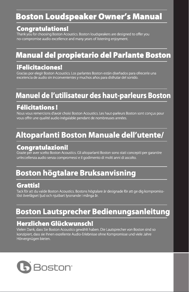 Page 1 de la notice Manuel utilisateur Boston Acoustics RS 260