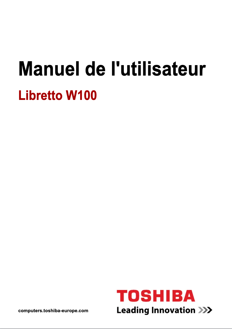 Page n°1 - Manuel utilisateur Toshiba Libretto W100