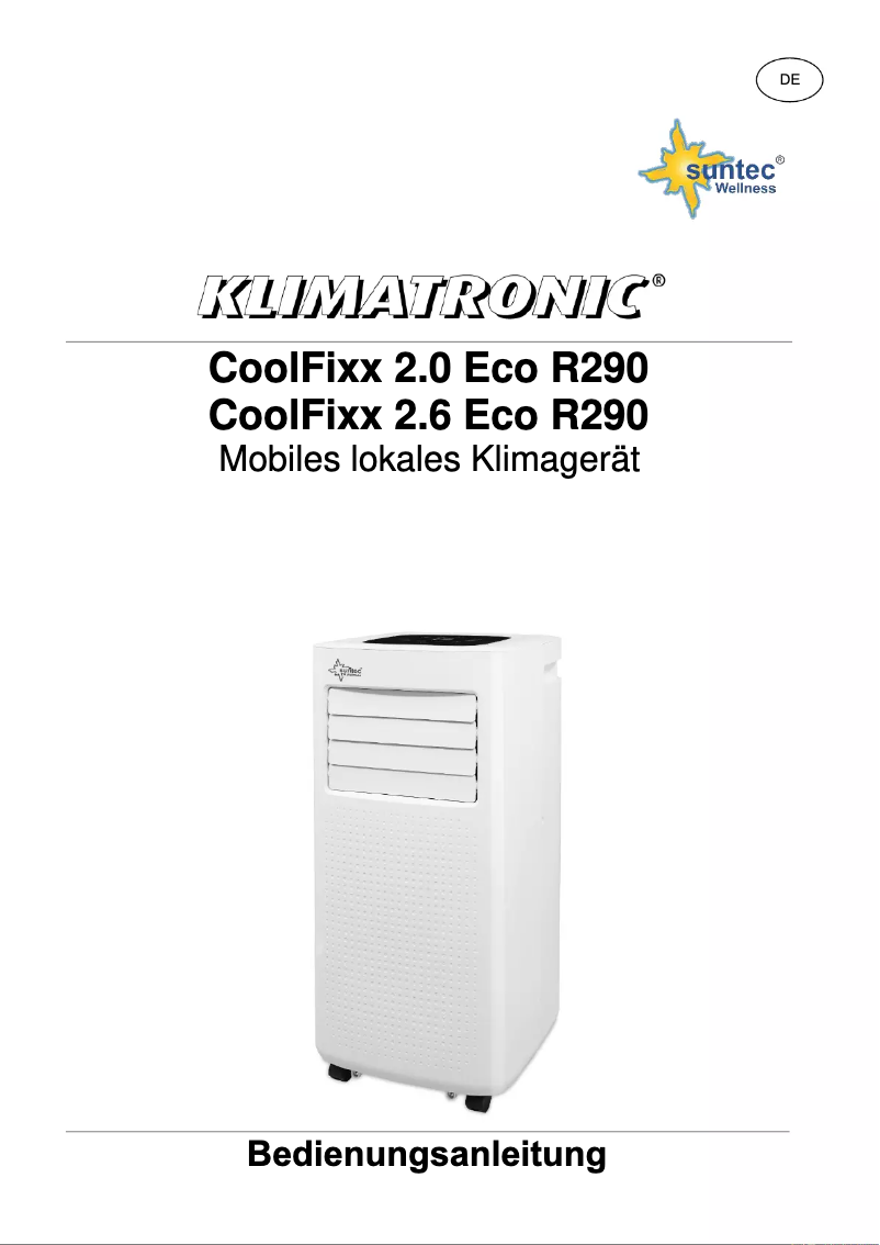 Image de la première page du manuel de l'appareil Klimatronic Coolfixx 2.6 Eco R290