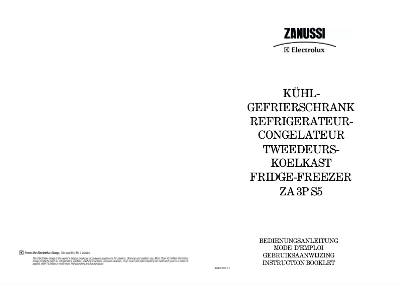 Page n°1 - Manuel utilisateur Zanussi-Electrolux ZA3PS5