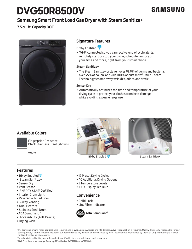 Image de la première page du manuel de l'appareil DVG50R8500W