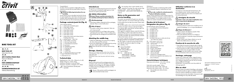 Page 1 de la notice Manuel utilisateur Crivit IAN 340584