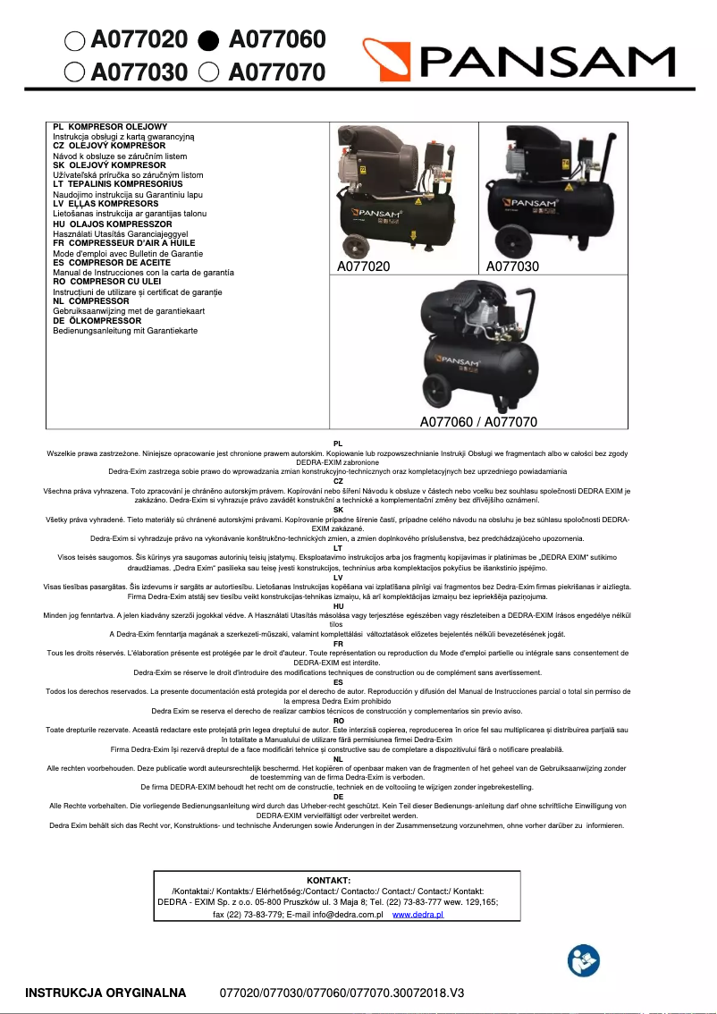 Image de la première page du manuel de l'appareil A077060