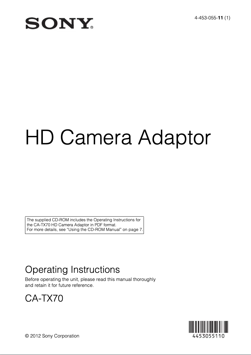 Página 1 del manual Manual de usuario Sony CA-TX70