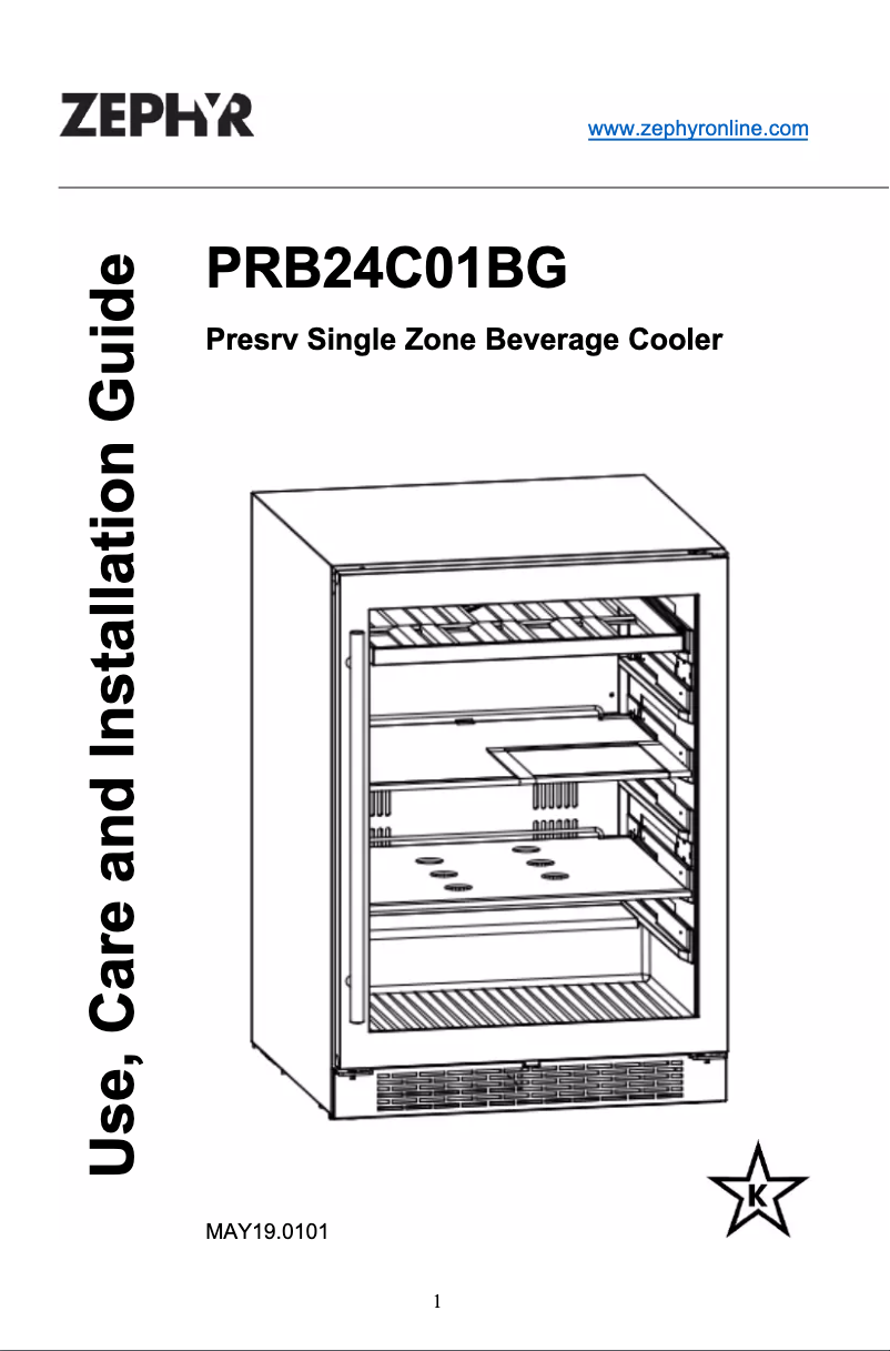 Página 1 del manual Guía de instalación Zephyr PRB24C01BG