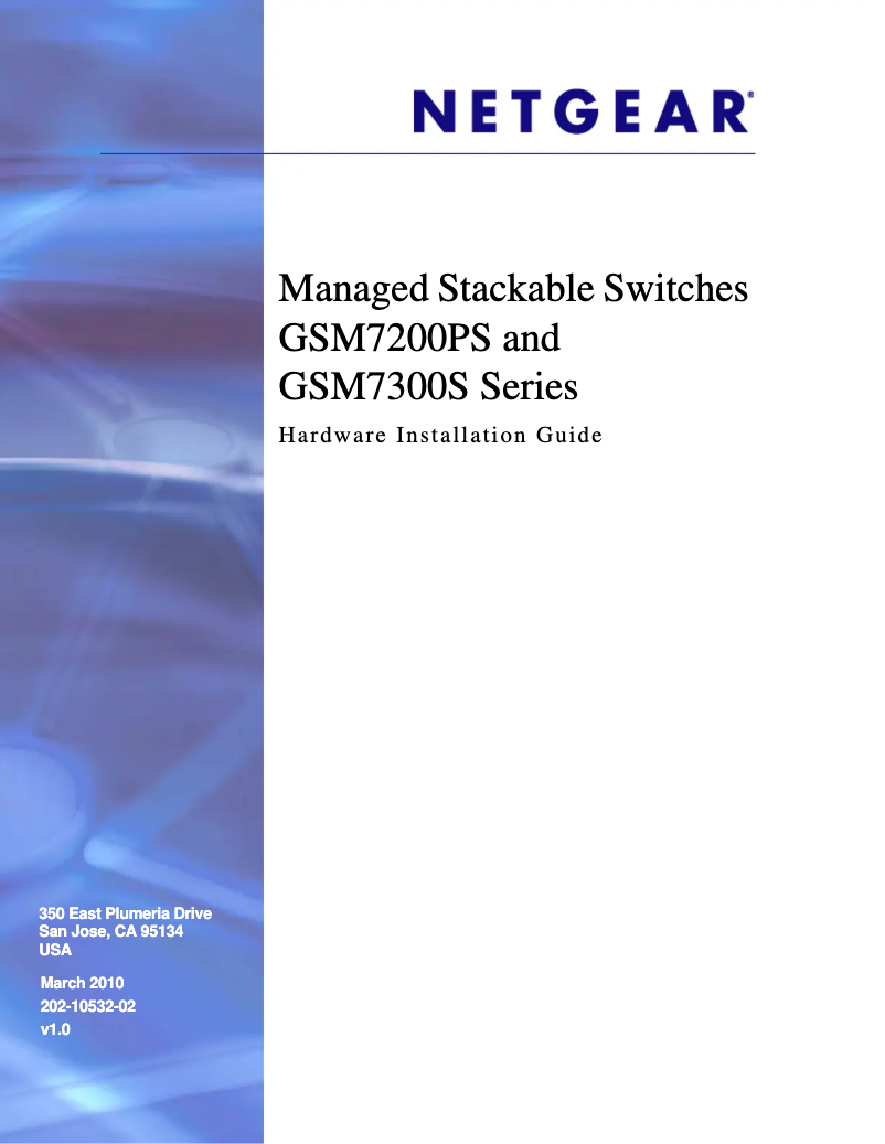 Page n°1 - Guide d'installation Netgear GSM7252PS