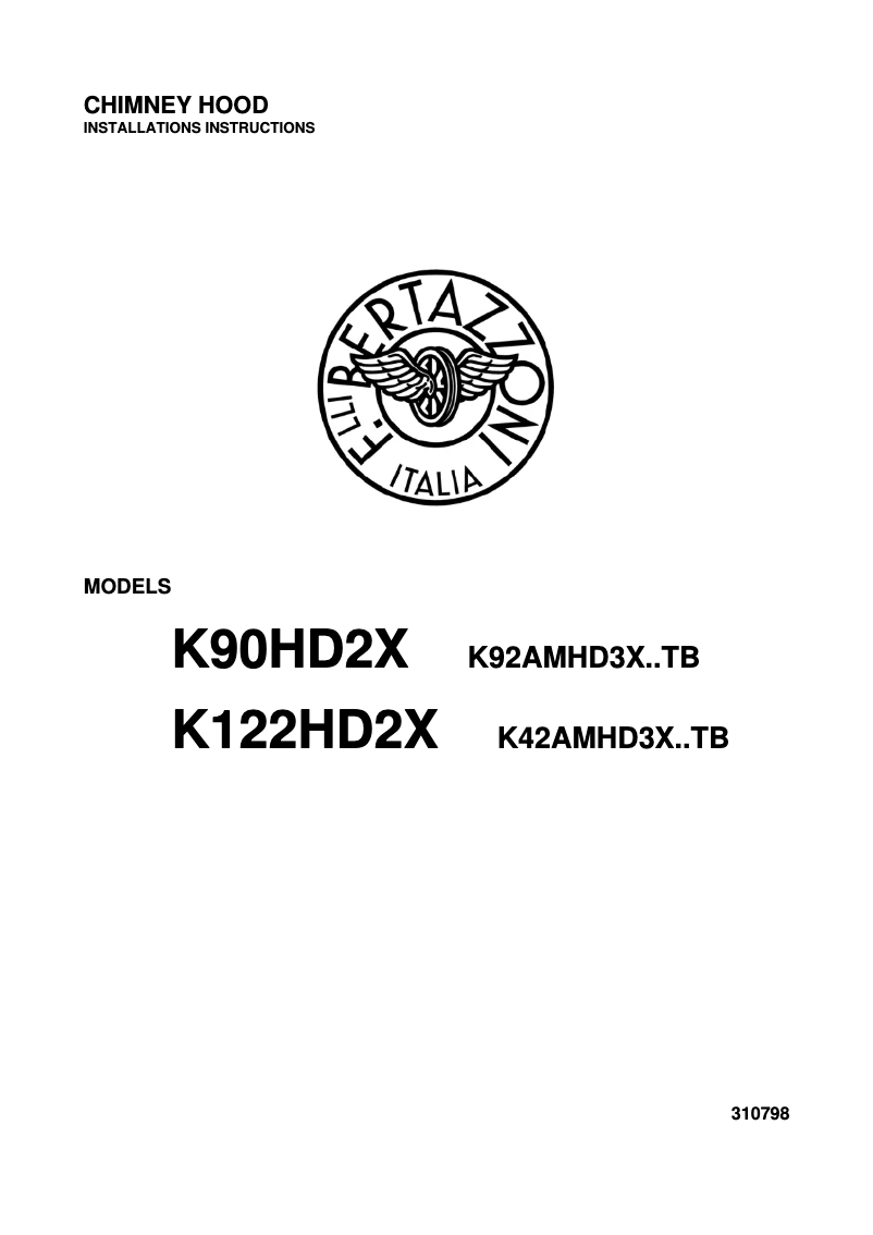 Page n°1 - Manuel utilisateur Bertazzoni K122 HD 2X