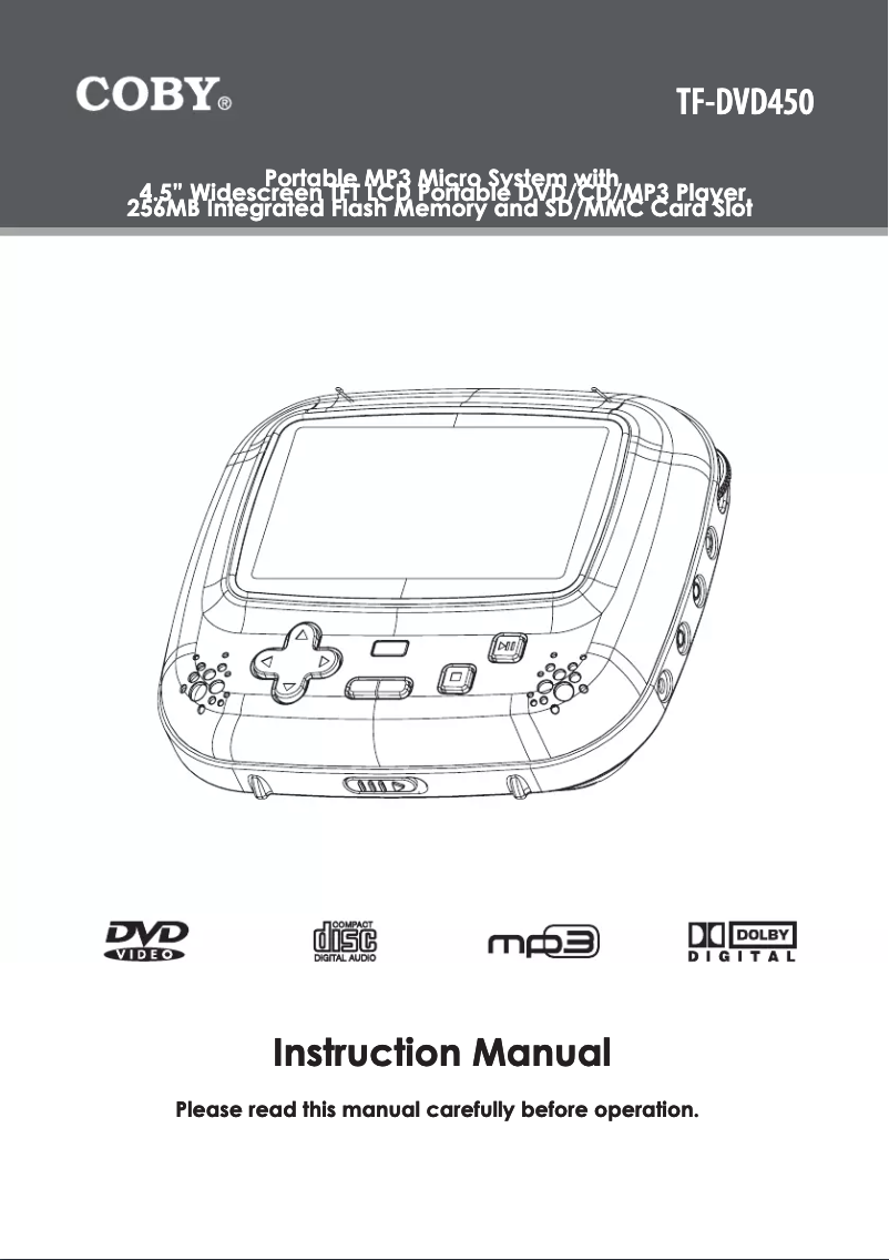 Page n°1 - Manuel utilisateur Coby TF-DVD450