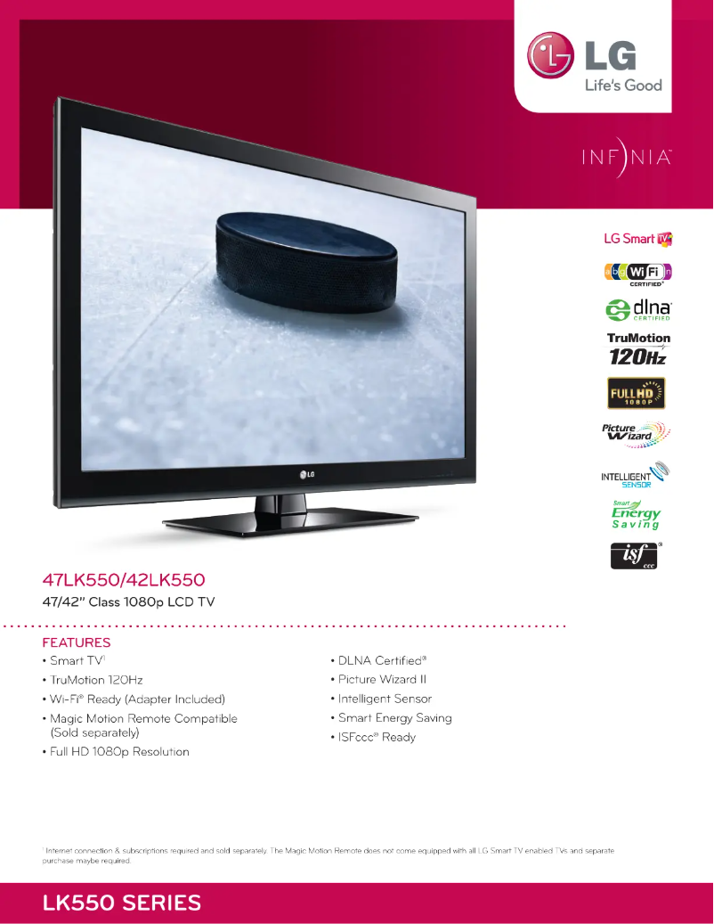 Page n°1 - Fiche technique LG 42LK550