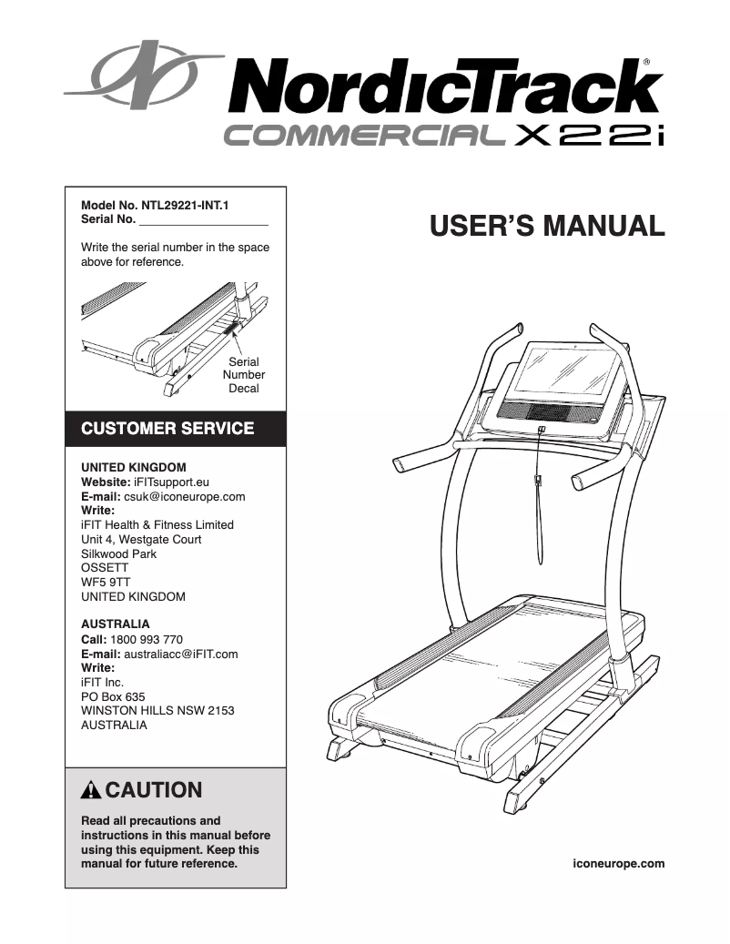 Página 1 del manual Manual de usuario NordicTrack X22i
