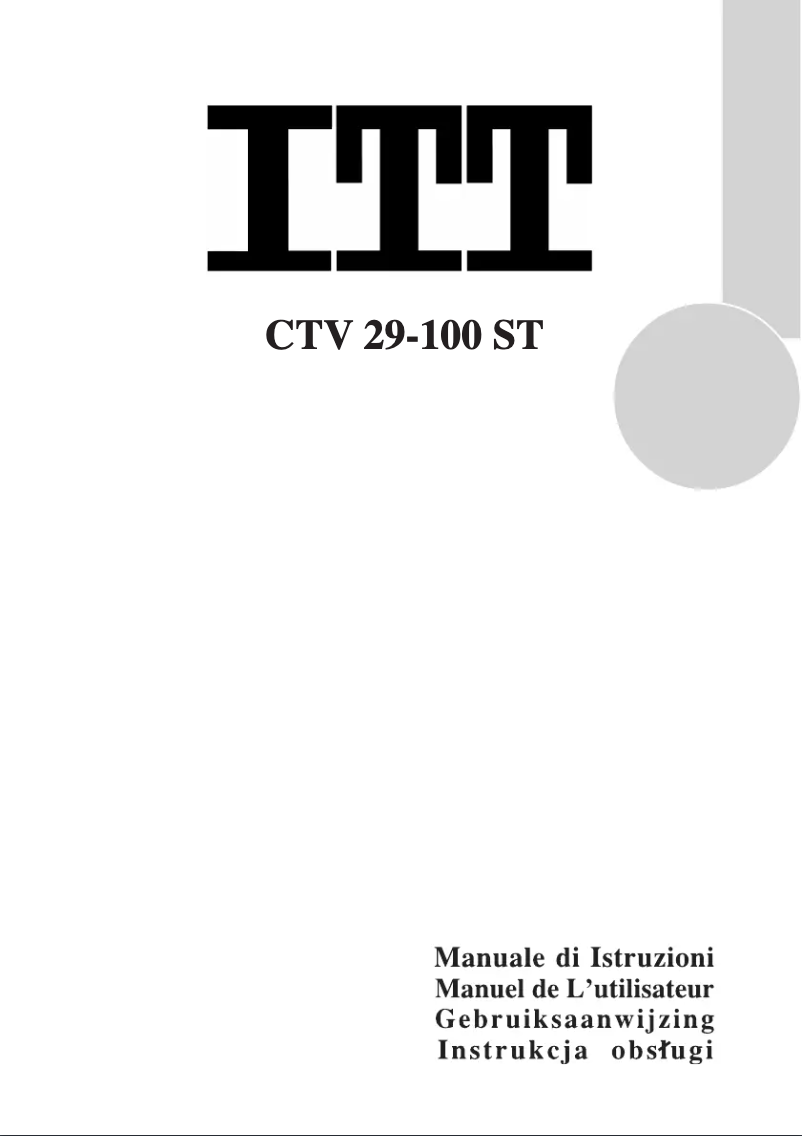 Page n°1 - Manuel utilisateur ITT CTV 29-100 ST