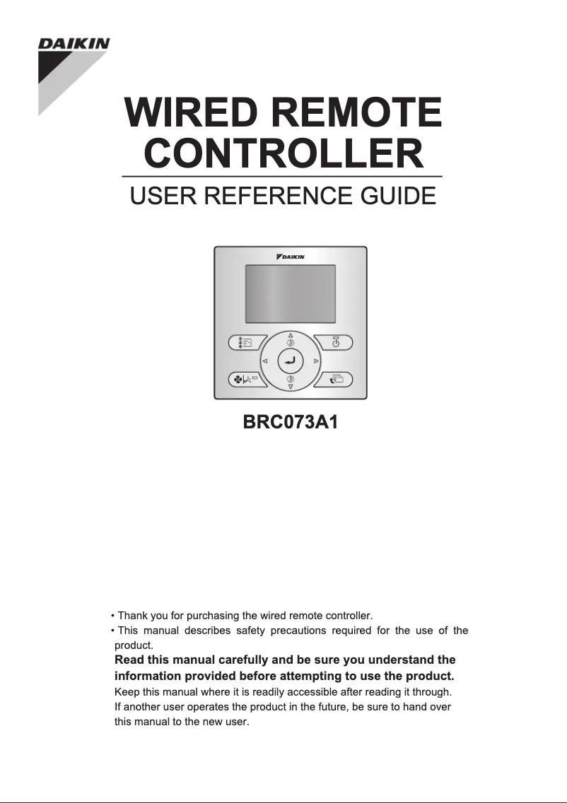 Page 1 de la notice Manuel utilisateur Daikin BRC073A1