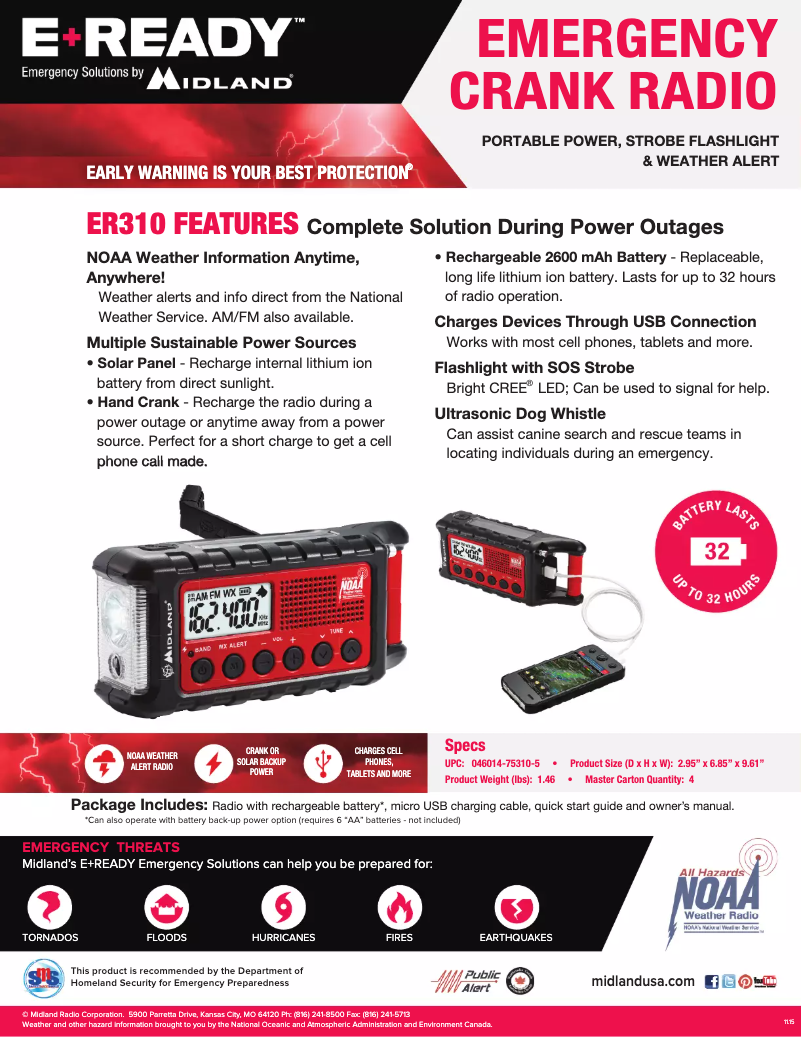 Page n°1 - Fiche technique Midland E+Ready ER310