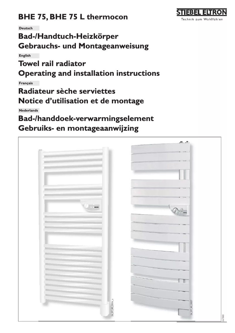 Page 1 de la notice Manuel utilisateur Stiebel Eltron Thermocon BHE 75