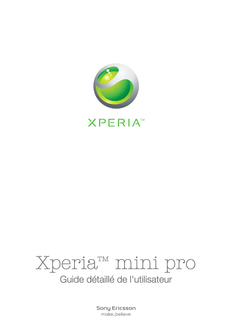 Image de la première page du manuel de l'appareil Xperia Mini Pro