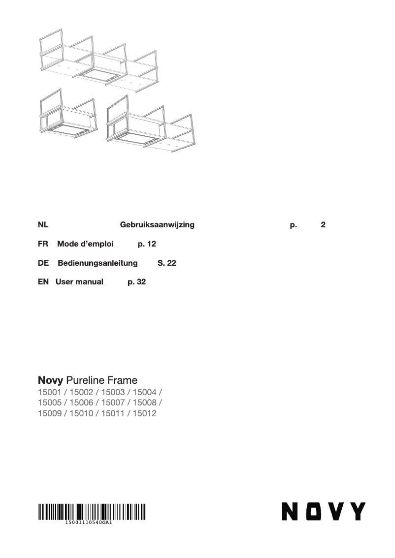 Page n°1 - Manuel utilisateur Novy Pureline Frame 15003