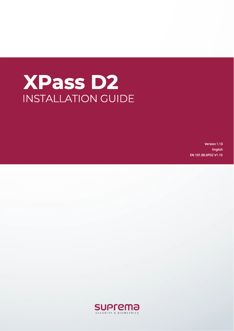Image de la première page du manuel de l'appareil XPass D2