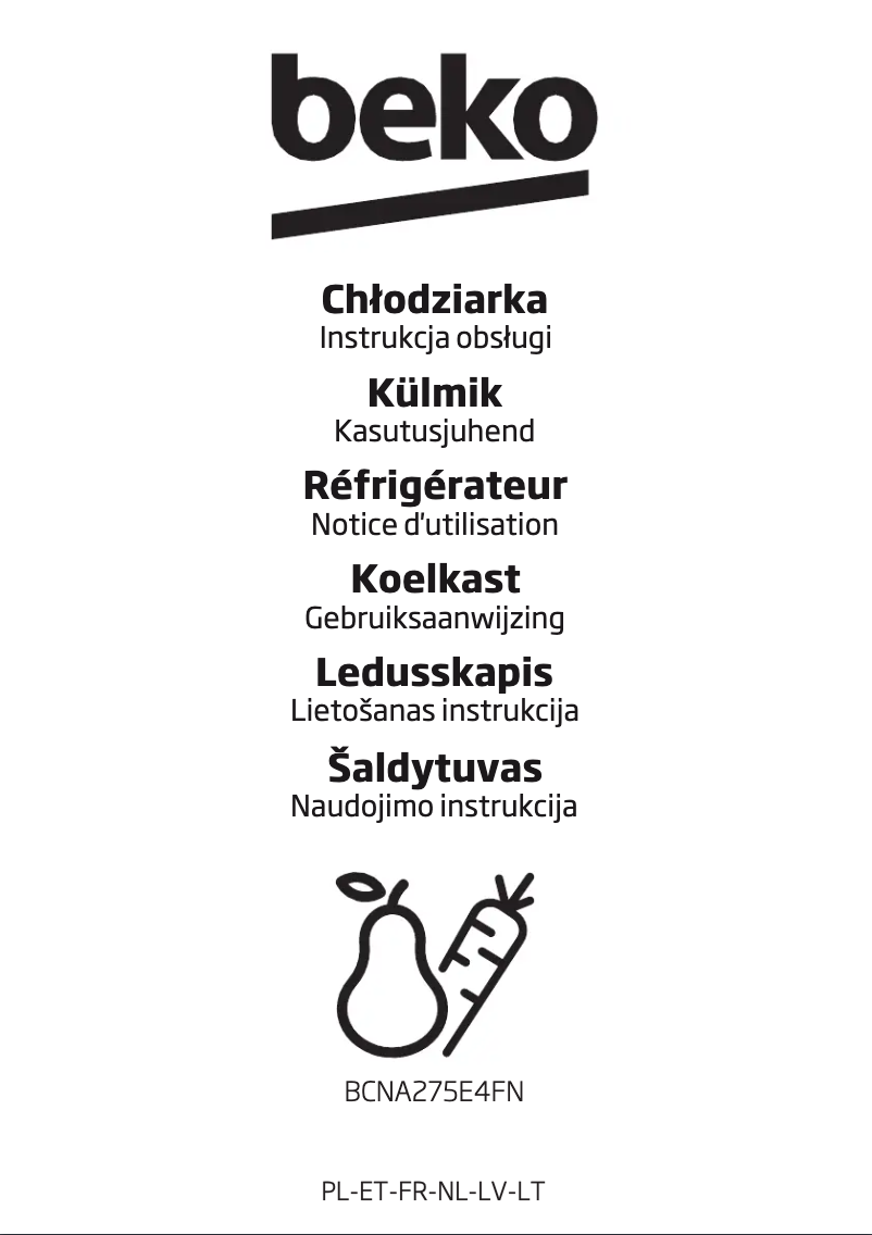 Image de la première page du manuel de l'appareil BCNA275E4FN