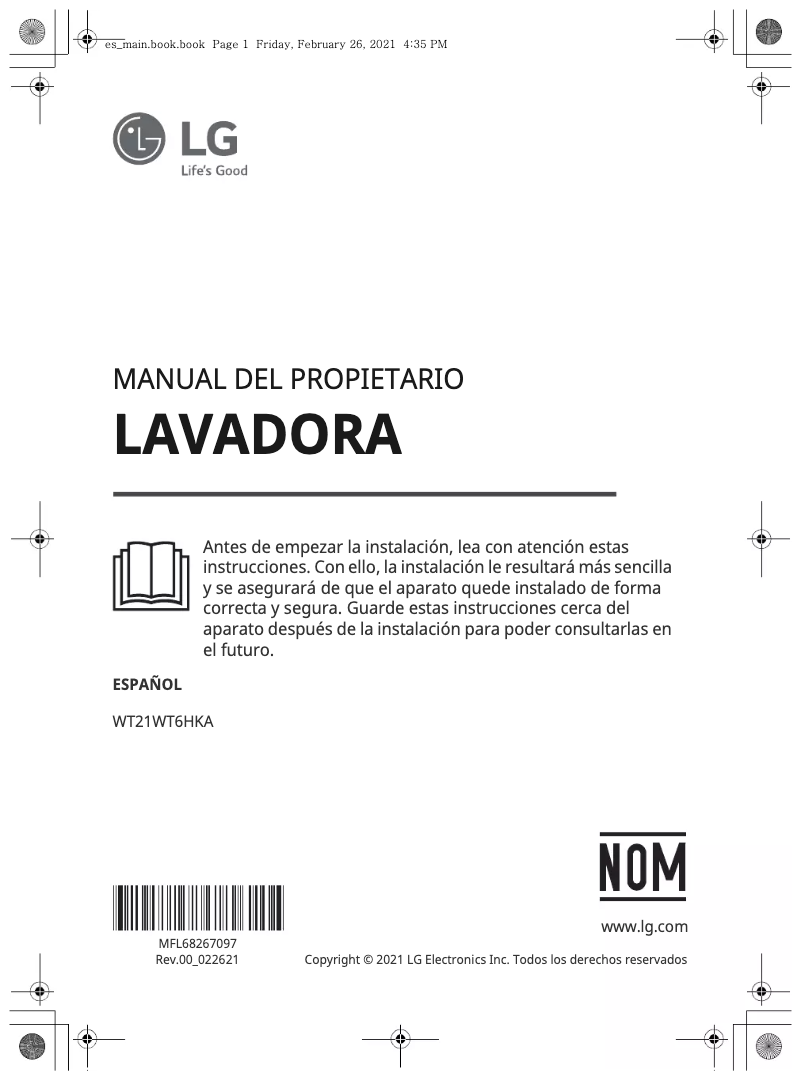 Página 1 del manual Manual de usuario LG WT21WT6HKA