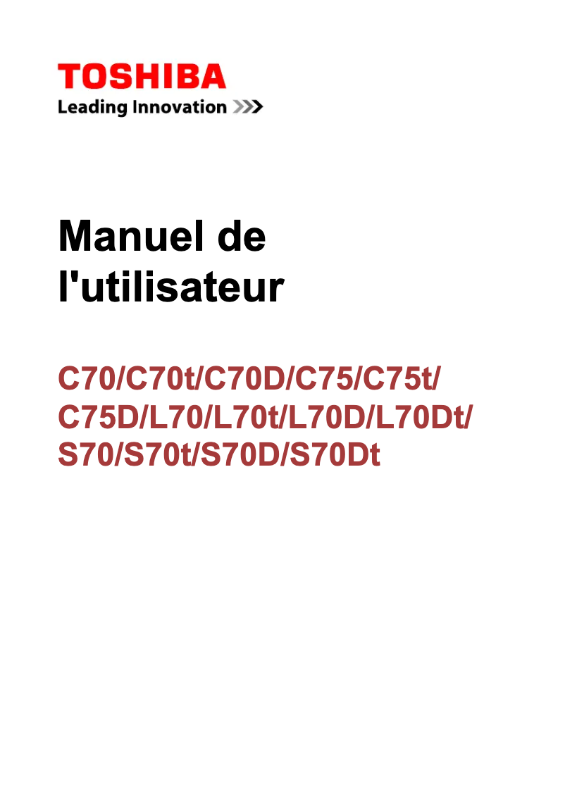 Image de la première page du manuel de l'appareil Satellite L70t