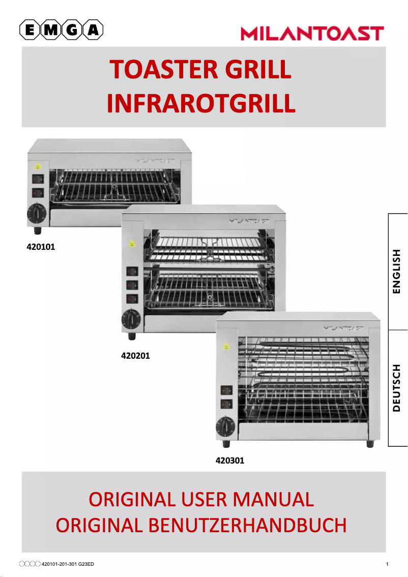 Page 1 de la notice Manuel utilisateur MilanToast 420201