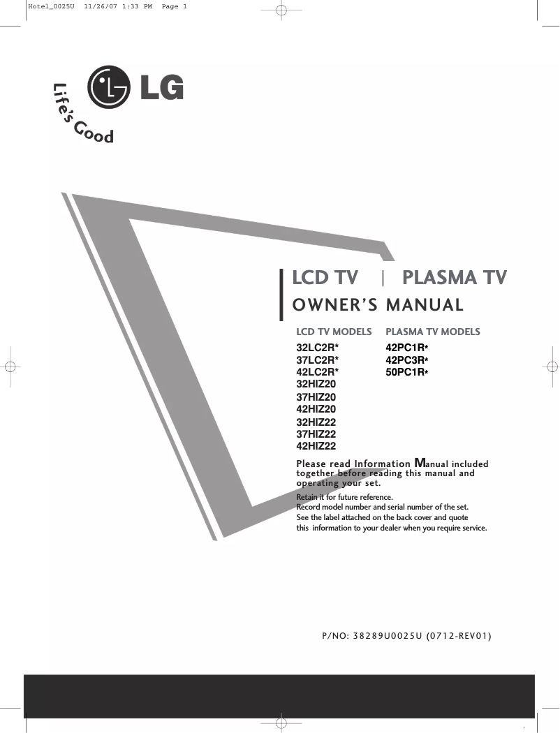 Página 1 del manual Manual de usuario LG 32LC2RHA