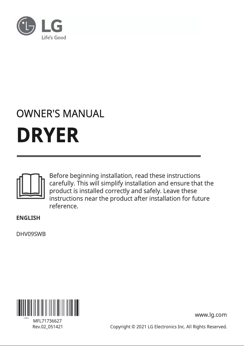 Image de la première page du manuel de l'appareil DHV09SWB