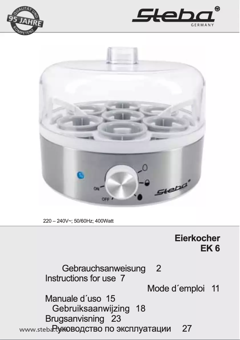 Page 1 de la notice Manuel utilisateur Steba EK 6