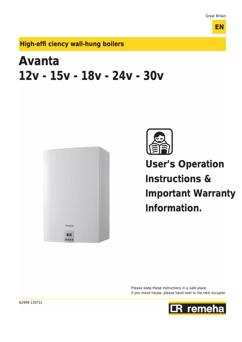 Page n°1 - Manuel utilisateur Remeha Avanta 12v