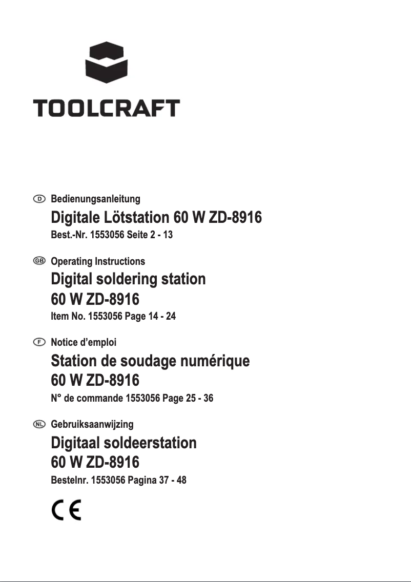Page 1 de la notice Manuel utilisateur Toolcraft ZD-8916