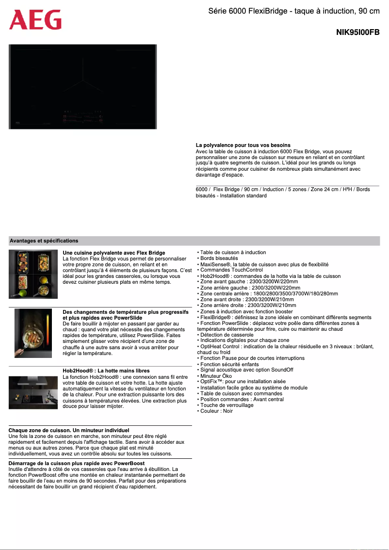 Página 1 del manual Ficha técnica AEG NIK95I00FB