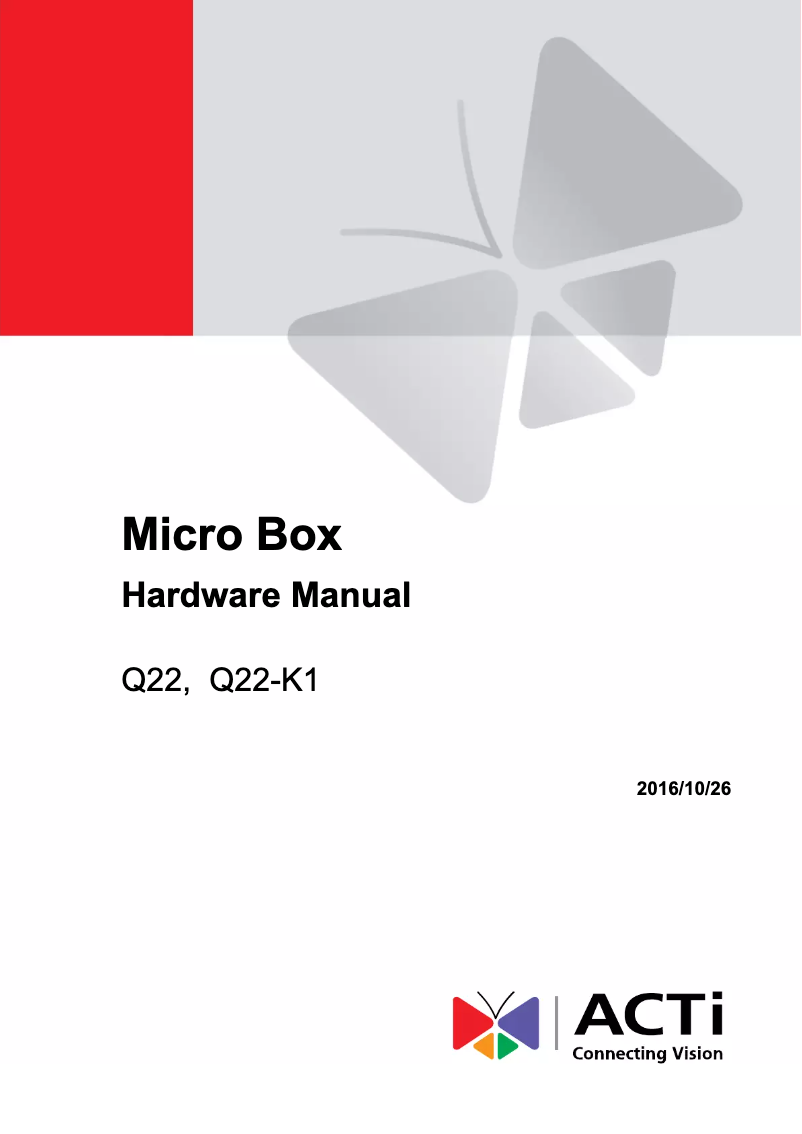 Page 1 de la notice Manuel utilisateur ACTi Q22