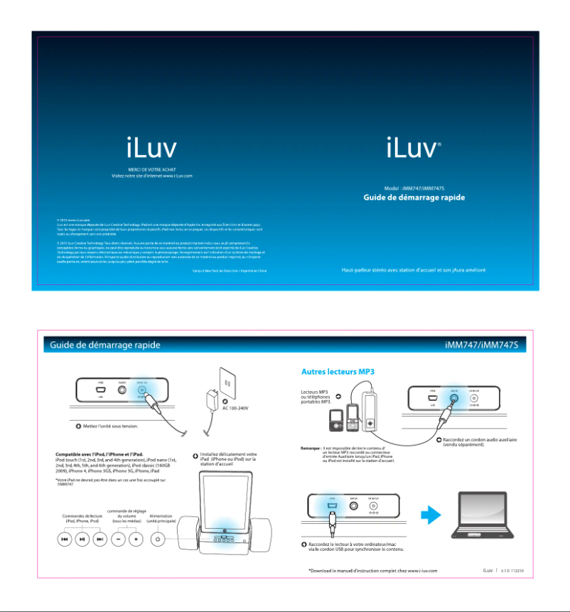 Page 1 de la notice Manuel utilisateur iLuv IMM747