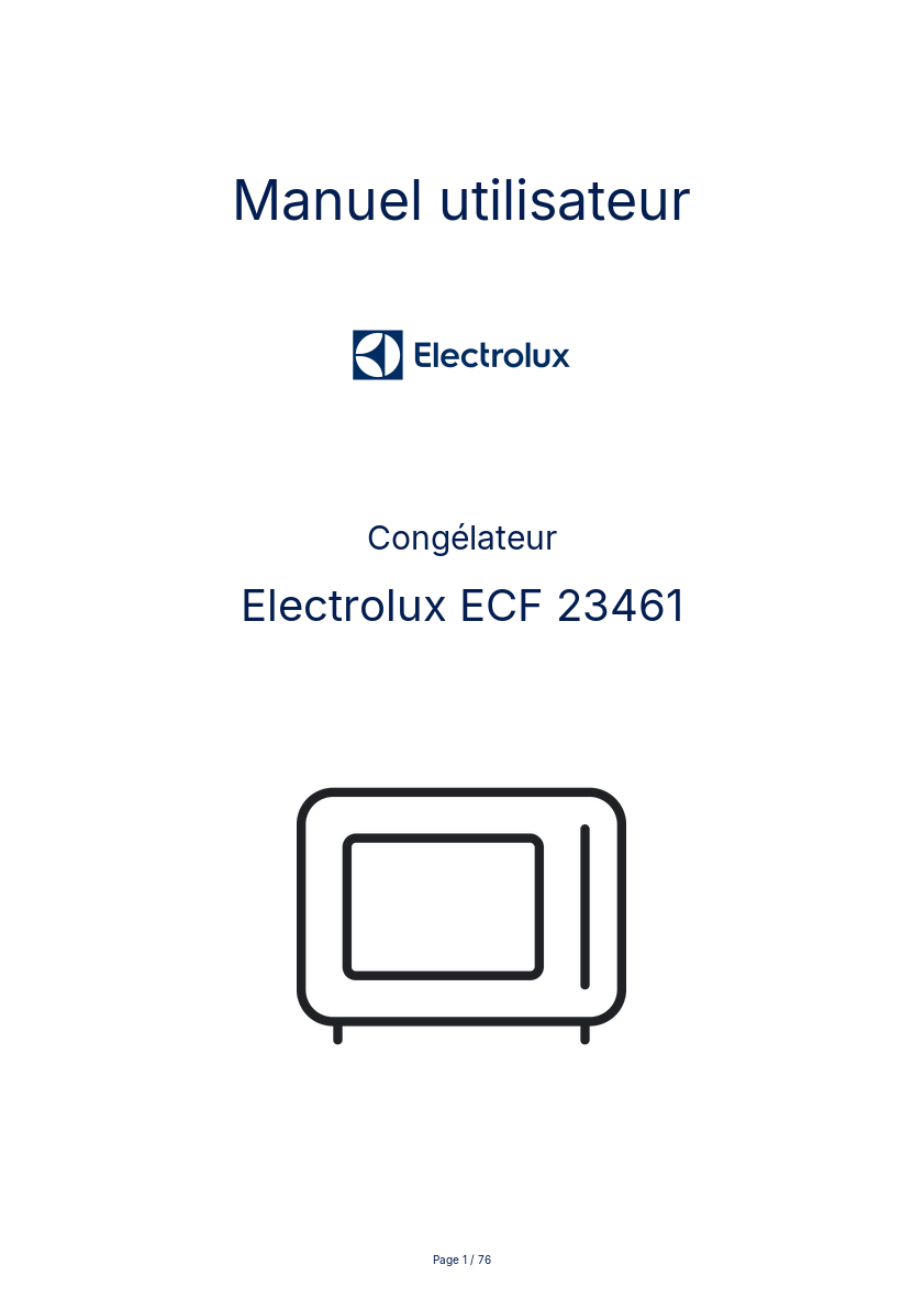 Image de la première page du manuel de l'appareil ECF 23461