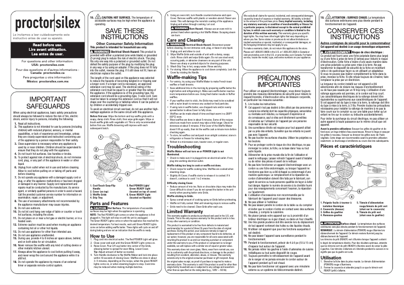 Page 1 de la notice Manuel utilisateur Proctor Silex 26090PS