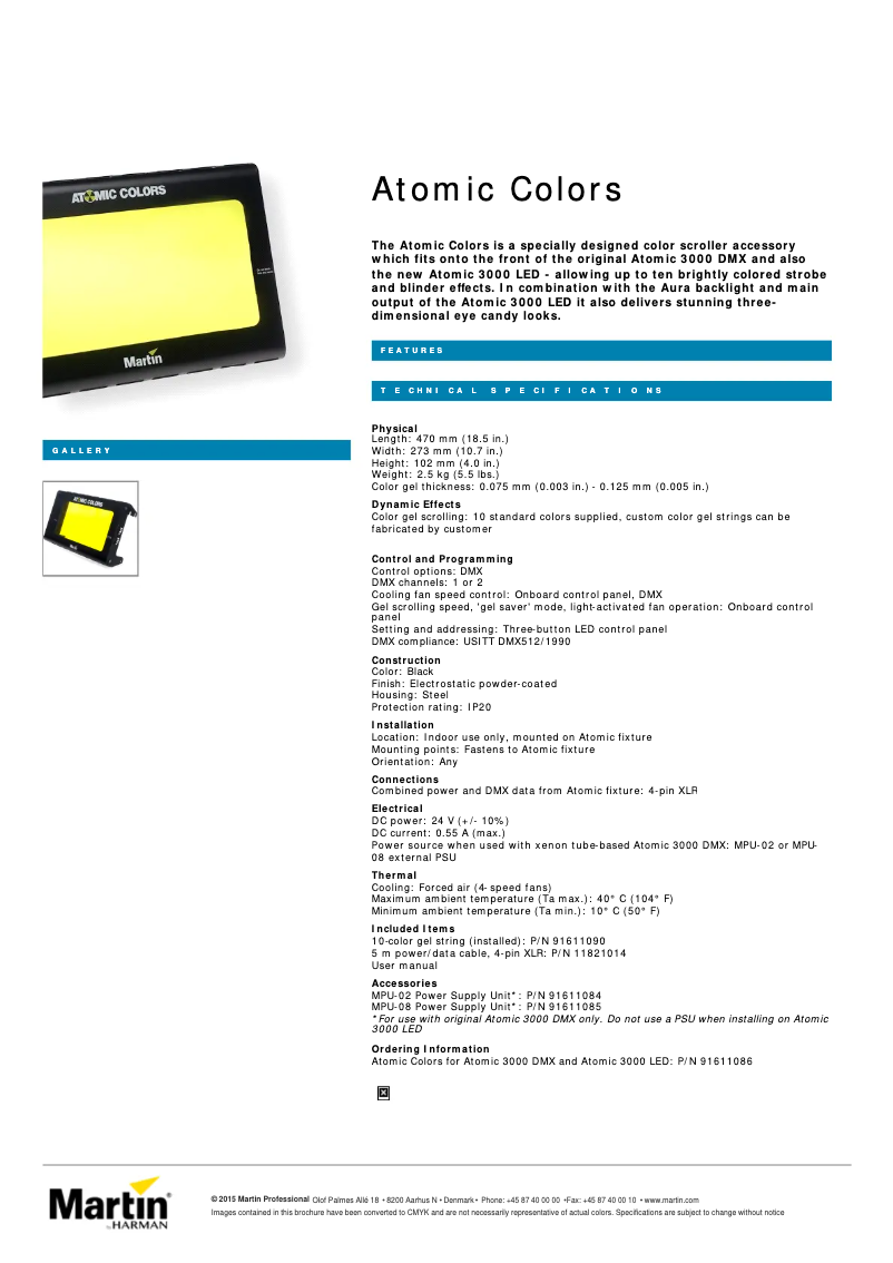 Page n°1 - Fiche technique Martin Atomic Colors