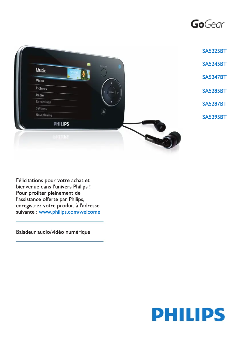 Page n°1 - Manuel utilisateur Philips GoGear SA5245BT