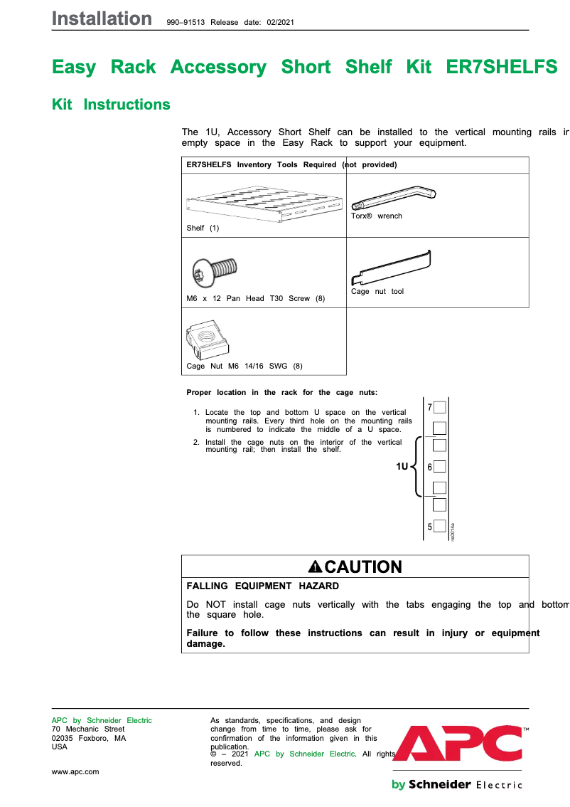 Image de la première page du manuel de l'appareil ER7SHELFS