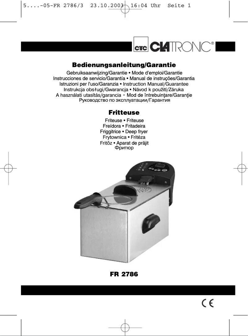 Page 1 de la notice Manuel utilisateur Clatronic FR 2786