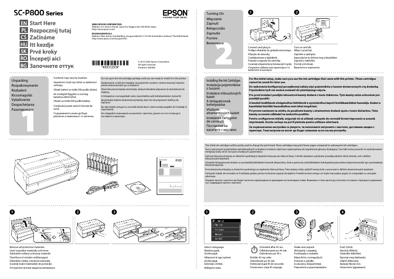Page n°1 - Guide d'installation Epson SureColor SC-P800