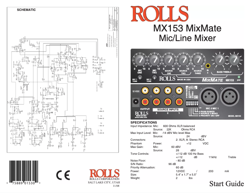 Page 1 de la notice Manuel utilisateur Rolls MixMate MX153
