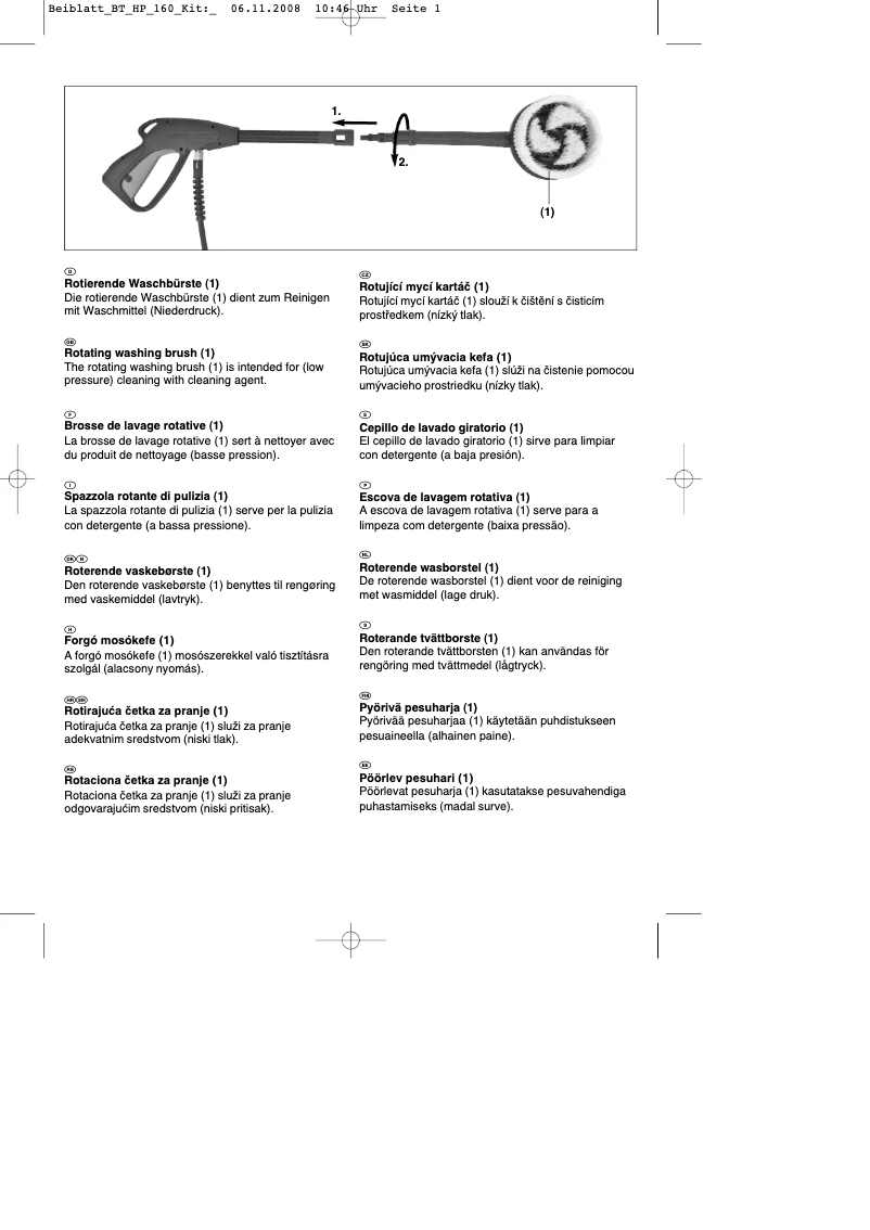 Page n°1 - Manuel utilisateur Einhell BT-HP 160 Kit