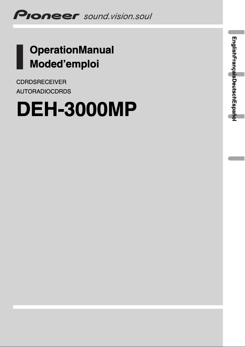 Page n°1 - Manuel utilisateur Pioneer DEH-3000MP