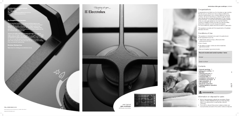 Image de la première page du manuel de l'appareil EHGC64AS