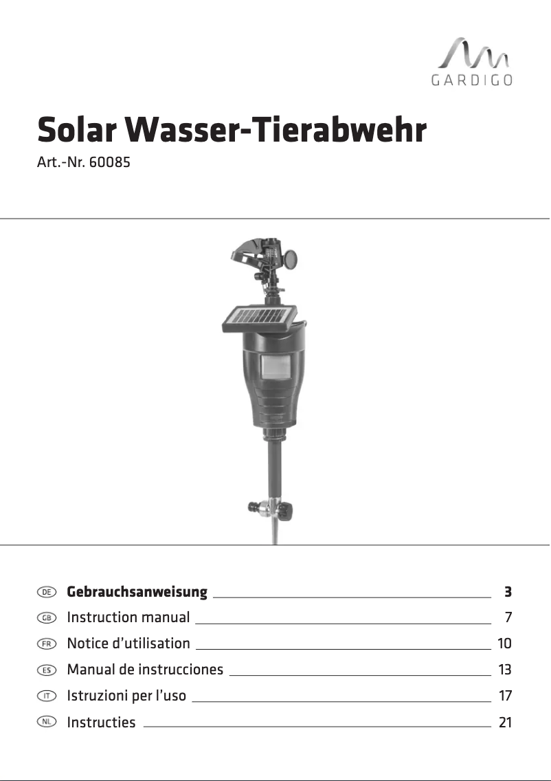 Page n°1 - Manuel utilisateur Gardigo 60085