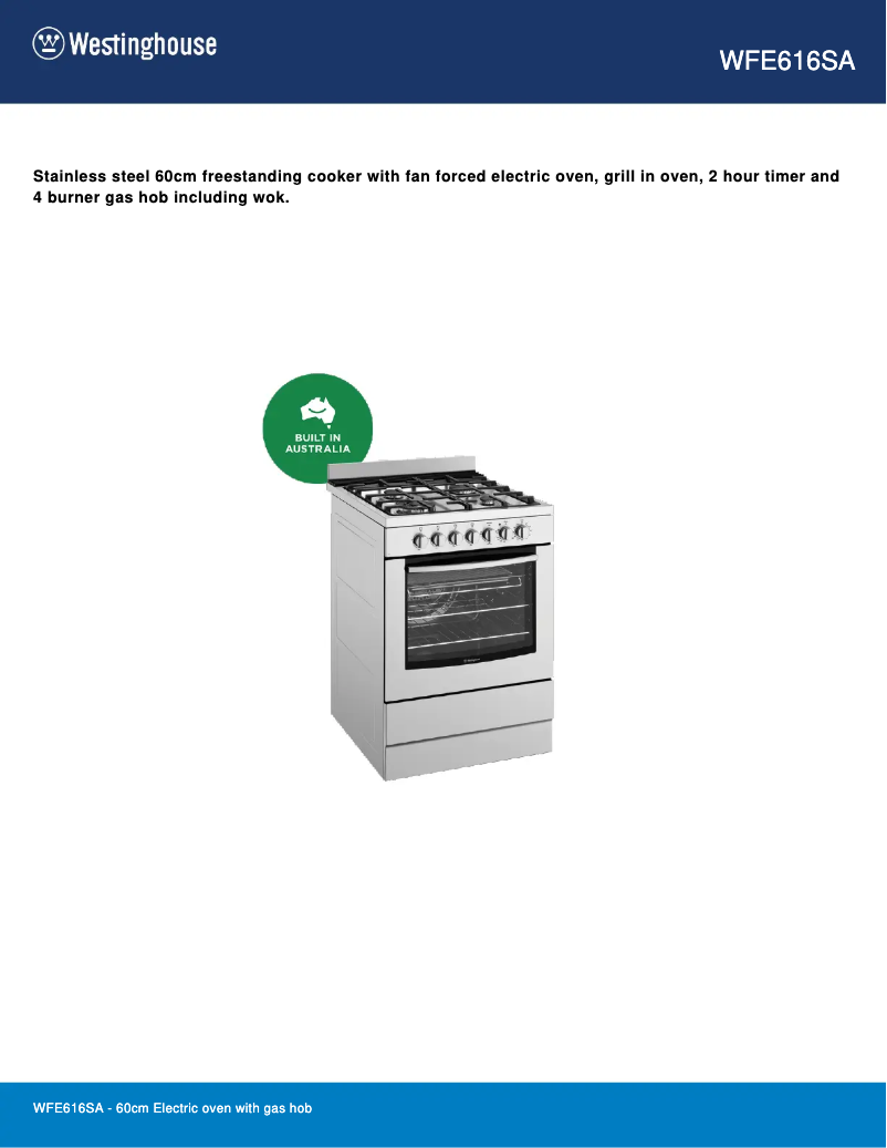 Image de la première page du manuel de l'appareil WFE616SA