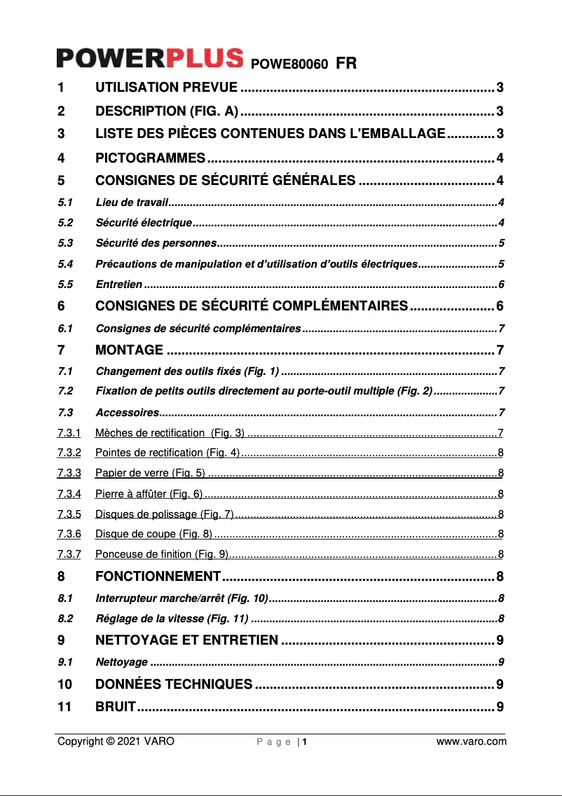 Image de la première page du manuel de l'appareil POWE80060